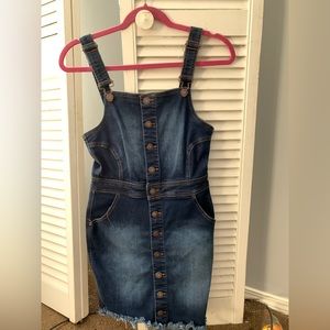 Wax Jean Denim Jumper Dress Juniors Small Blue Medium Wash Sleeveless